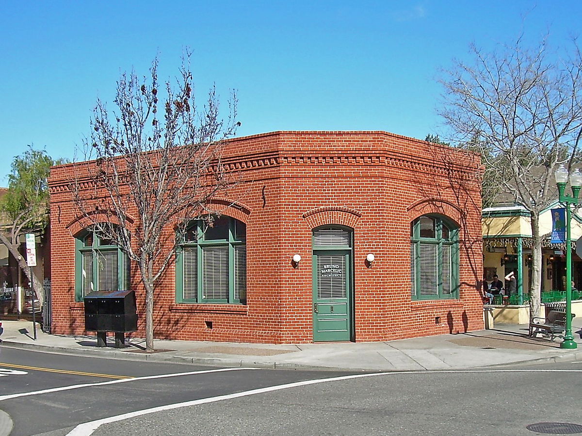 The red-brick Bank of Campbell building on its downtown corner